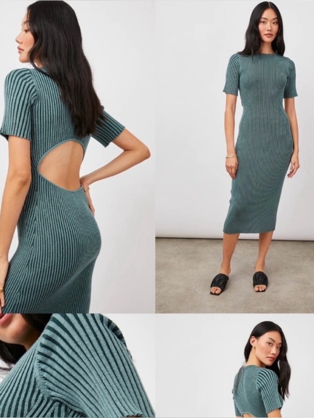 Rails Ribbed Midi Dress with Back Cutout